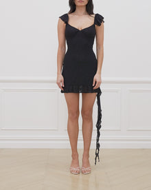 Asymmetrical Lace Mini Dress | Black