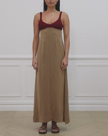 Crochet Top Maxi Dress | Warm Taupe/Russet