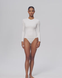 Quarter Zip Long Sleeve Top | White