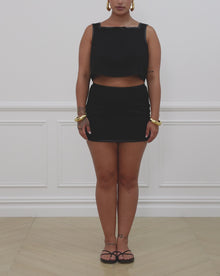 Linen Mini Skirt | Black