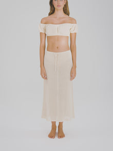 Crochet Puff Sleeve Scrunchie Top | Sandshell