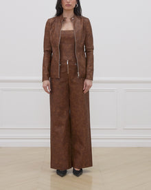 Vegan Leather Moto Jacket | Brown