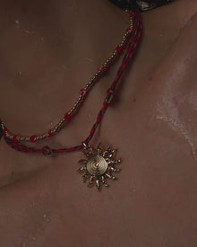 The Costa de Sol Beaded Necklace | Red Stone | Silver
