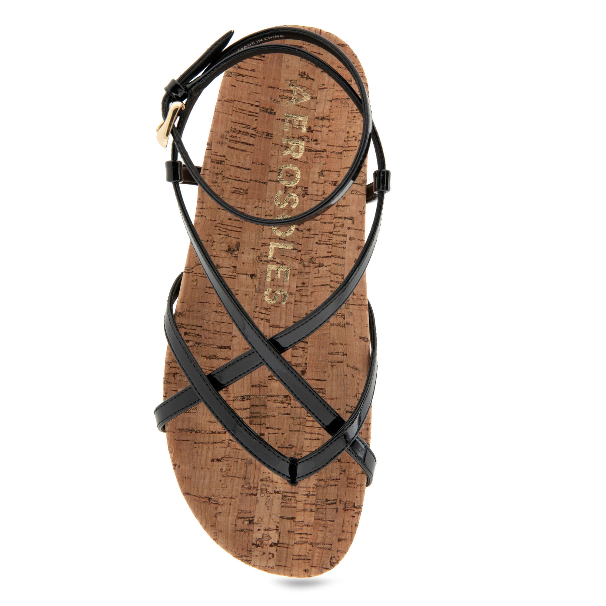 Leera Sandal Footbed | Black Faux Leather/Cork