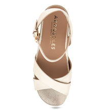 Chabella Sandal Dress Platform | Gold Metallic Textured Faux Leather