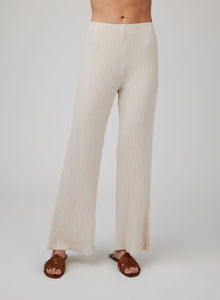 Ribbed Wide Leg Pant | Sand Shell
