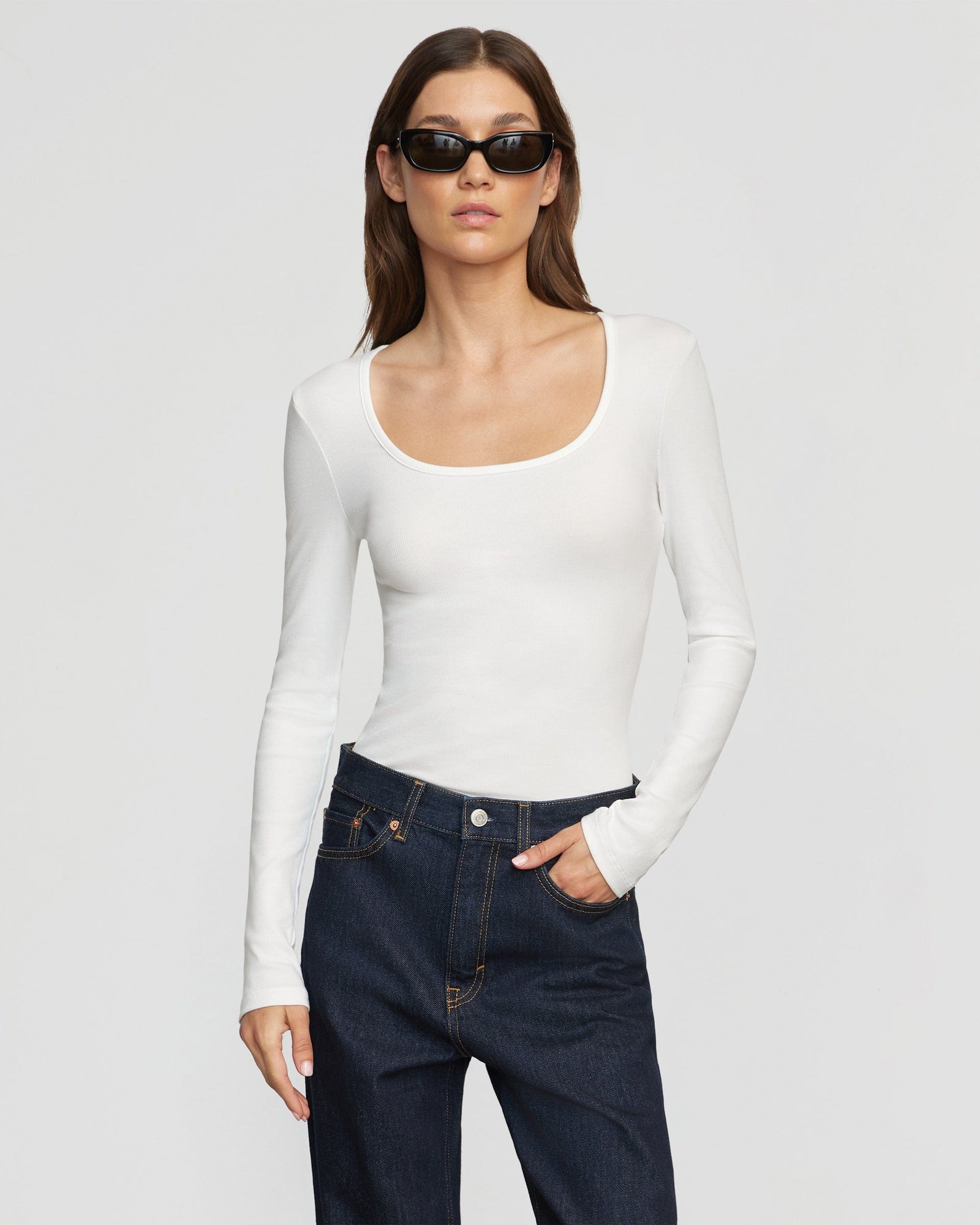 Renee | Rosa Ribbed Scoop-Neck Tee in Size Small 