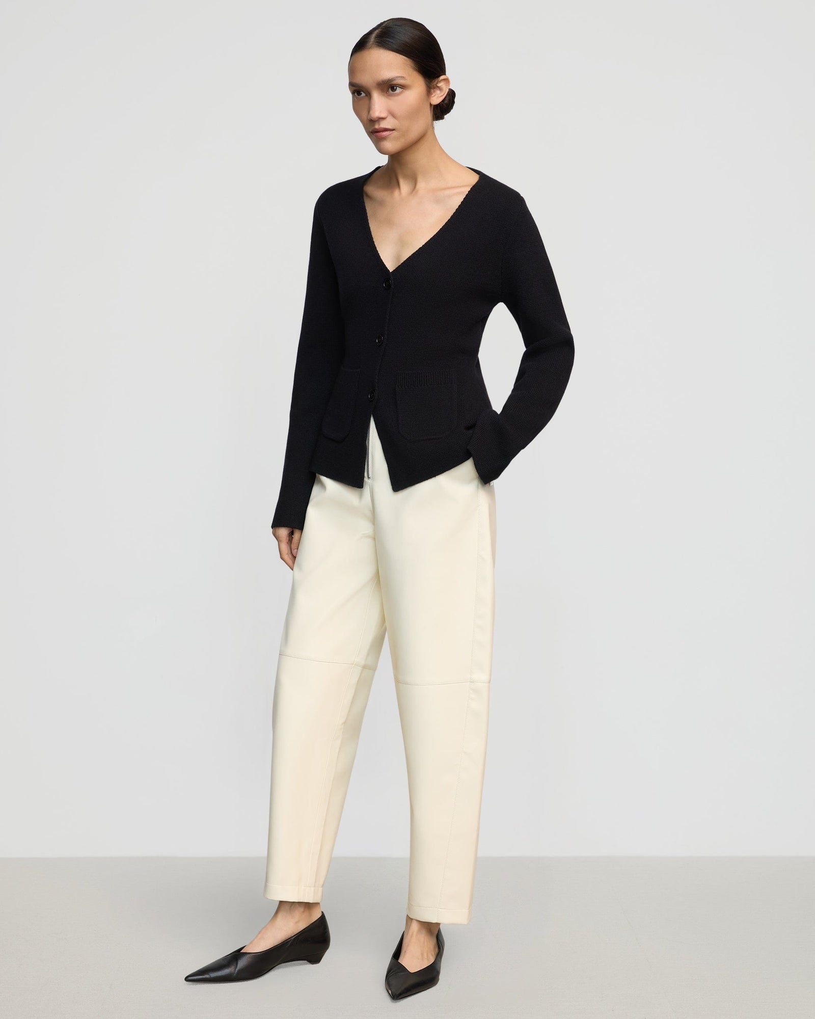 Charlotte | Rupa Vegan Leather Barrel-Leg Pant in Size Extra Small