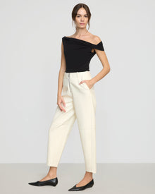 Beate | Rupa Vegan Leather Barrel-Leg Pant in Size Extra Small