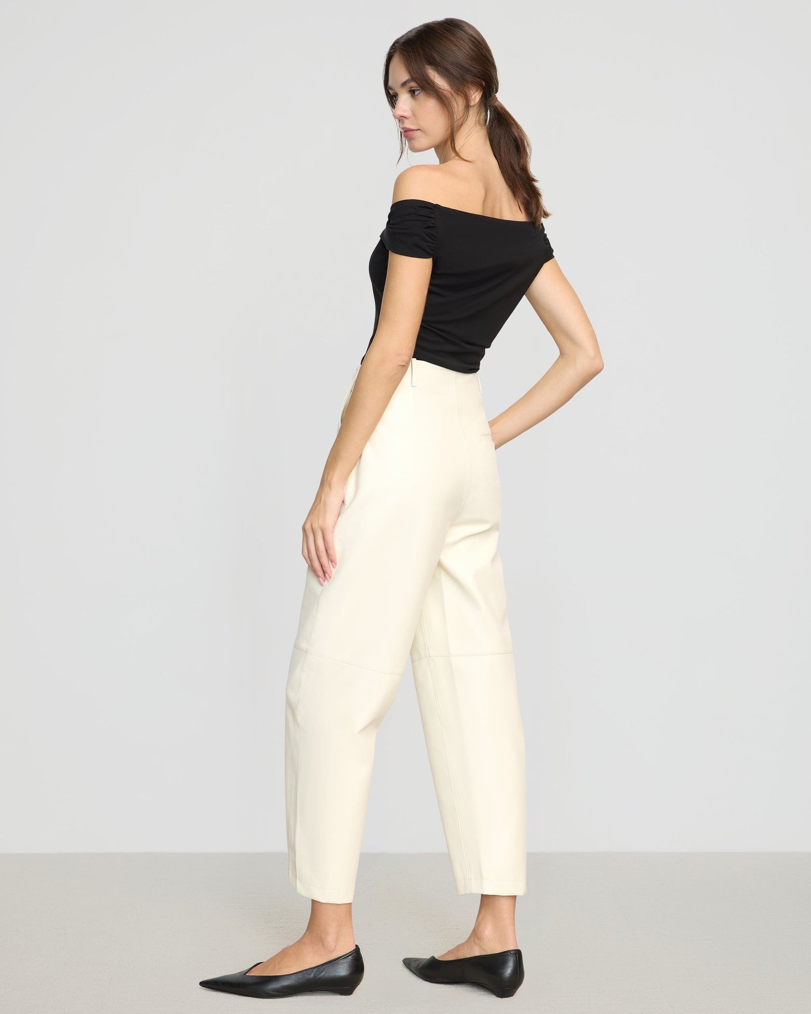 Beate | Rupa Vegan Leather Barrel-Leg Pant in Size Extra Small