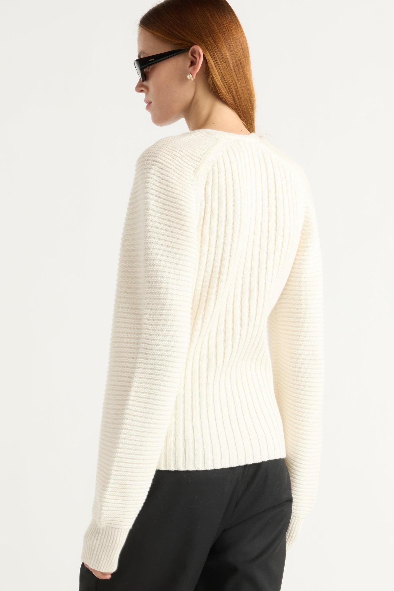Kelsey | Sanne Ottoman-Knit V-Neck Sweater in Size Small
