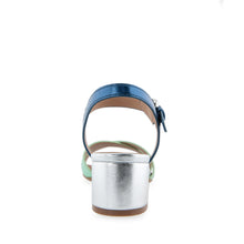 Cinzia Sandal Block Heel | Metallic Combination Faux Leather