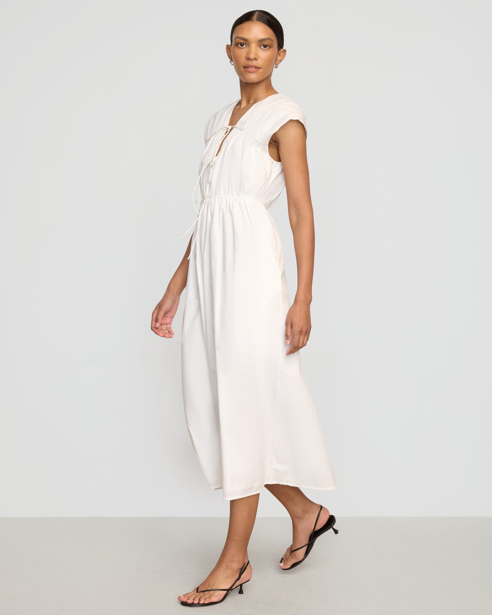 Vanessa | Shreya Tie-Front Organic Cotton Dress in Size Small