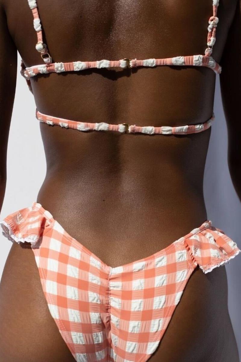 Elany Bikini Top | Shrimp Gingham