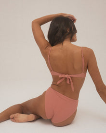 High Rise Crepe Knit Bikini Bottom | Cottage Clay