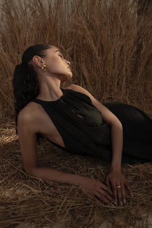 Flowy A-line Maxi Dress | Black