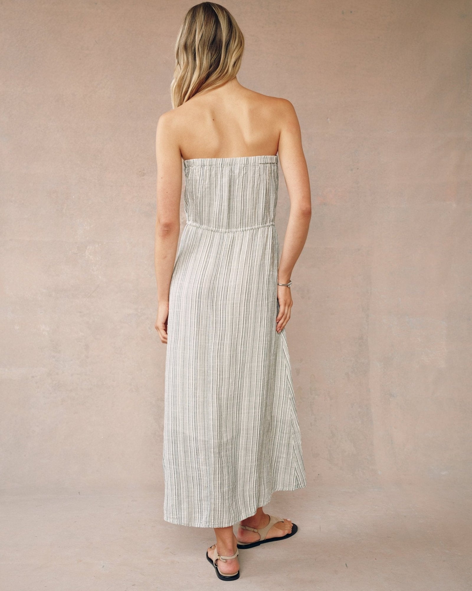 Strapless Maxi Dress | Eze Slub Stripe