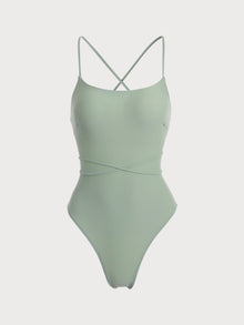 Backless Tie One Piece Swimsuit | Light Green