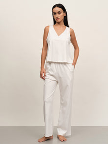 BERLOOK - Sustainable Pajama Sets _ White / S Solid Side Split Supima Cotton Pajama Set