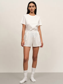 Solid Pocket Shorts Set | White