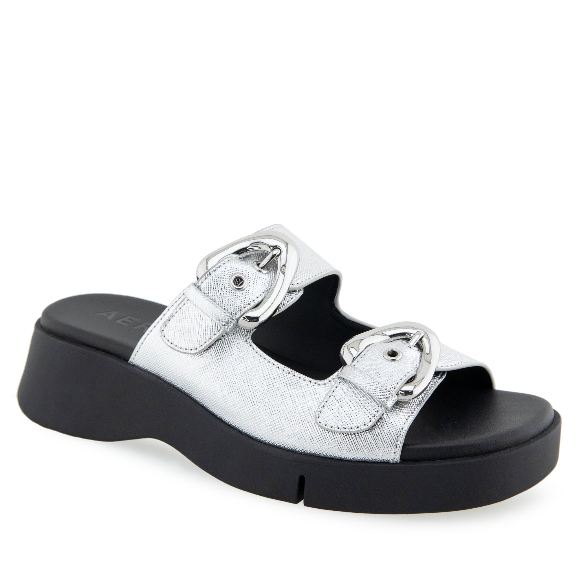 Faith Sandal Sport | Silver Metallic Textured Faux Leather