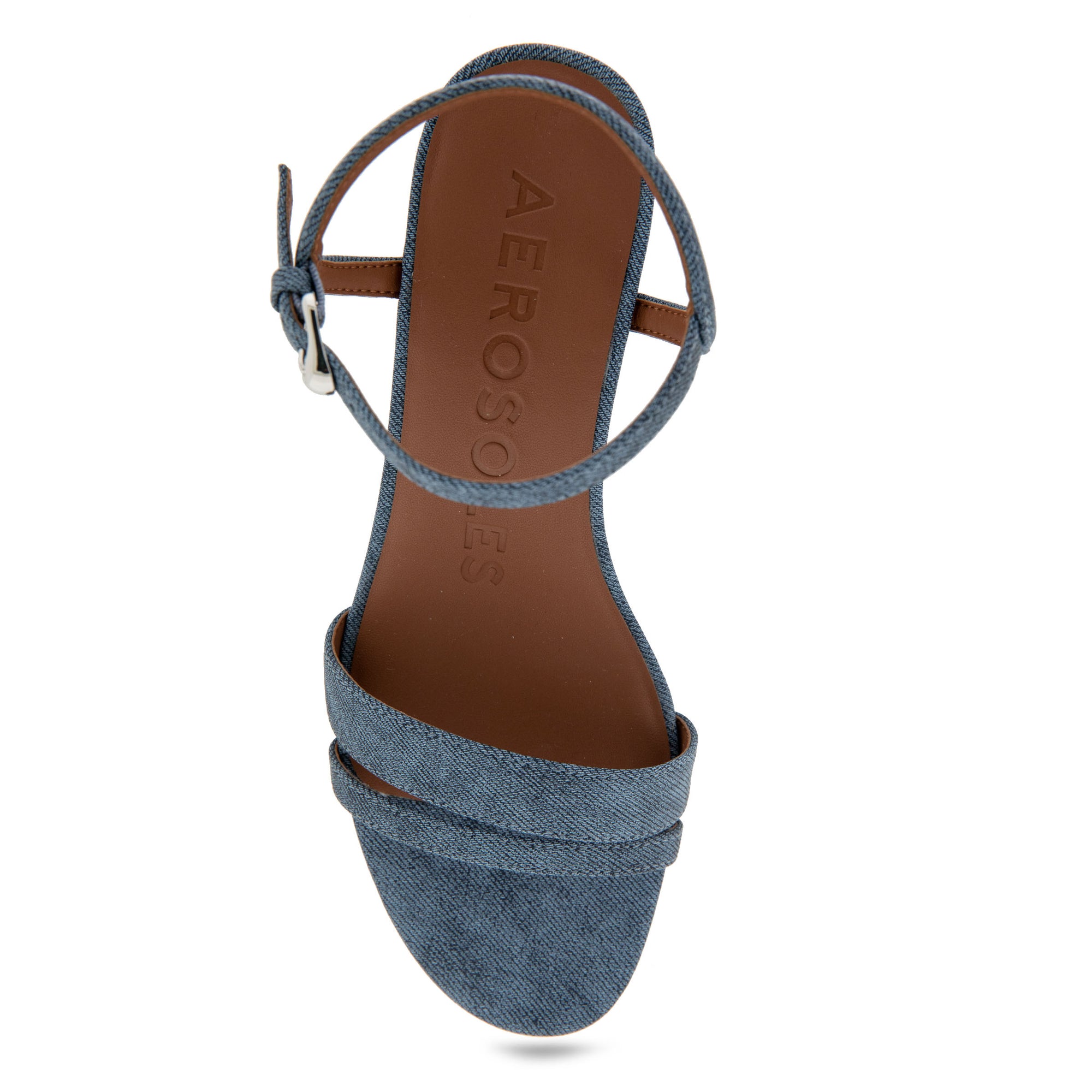 Witt Sandal Wedge | Blue Denim Textured Faux Leather
