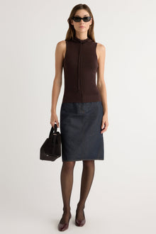 Renee | Tammy Cinched-Neck Tencel-Blend Top in Size Extra Small