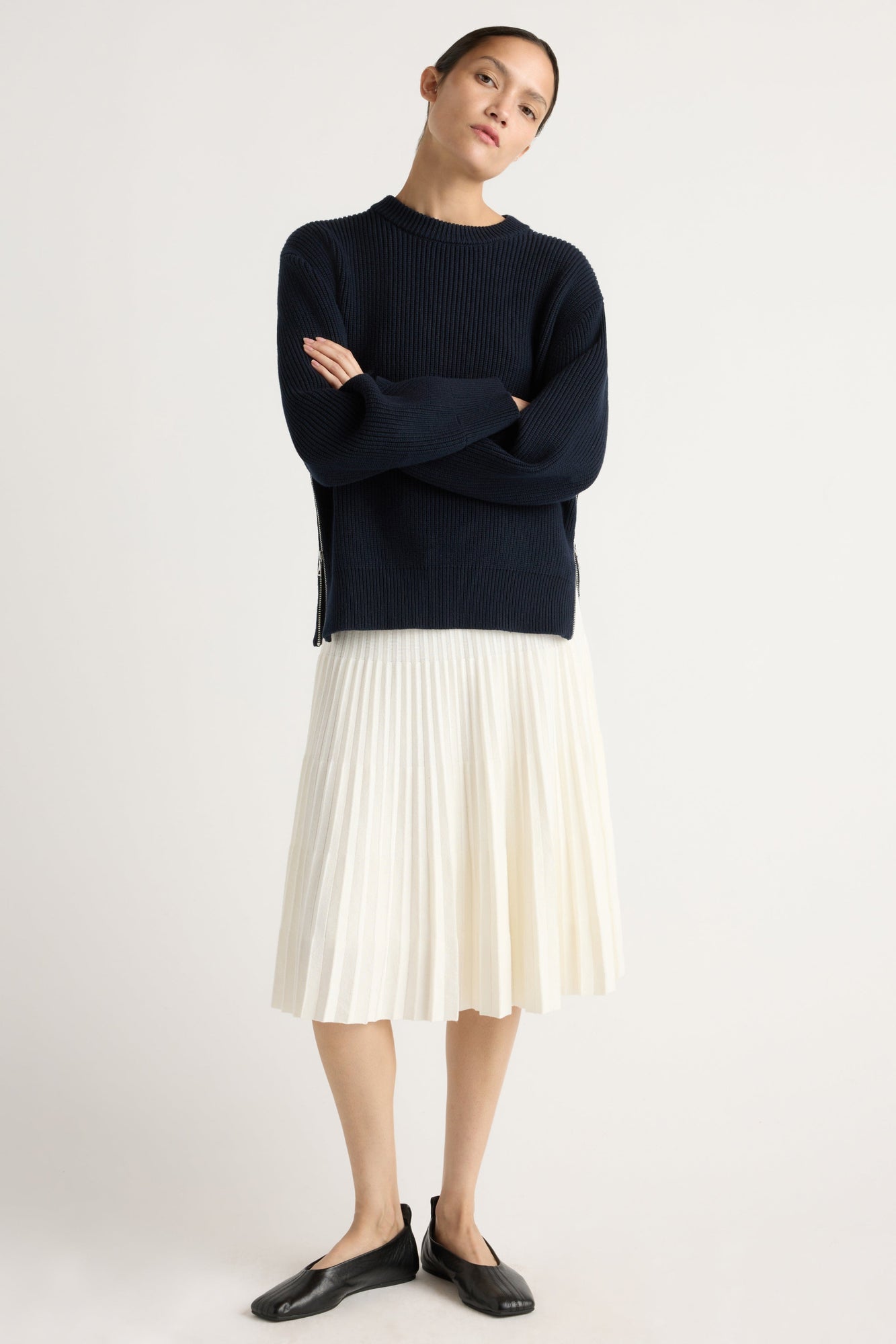 Charlotte | Tate Organic Cotton Side-Zip Sweater in Size Small 