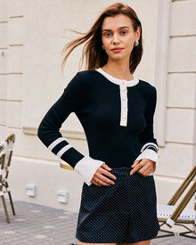 The Black Contrast Trim Knit Top Tops - RIHOAS