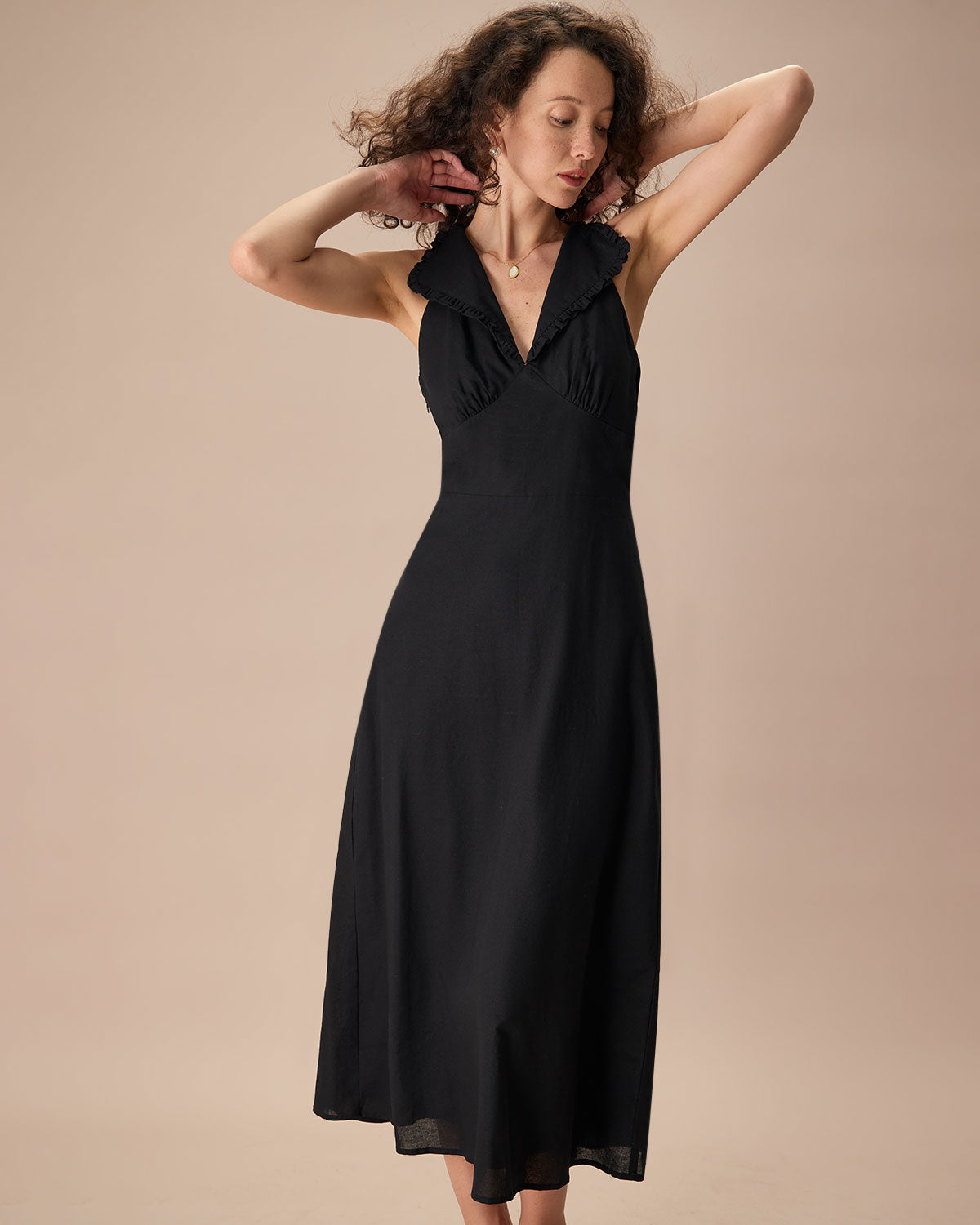 The Black Frill Trim Maxi Dress Dresses - RIHOAS