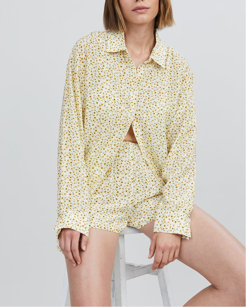 Womens | Delmore Button Down Shirt | Sunflower Print