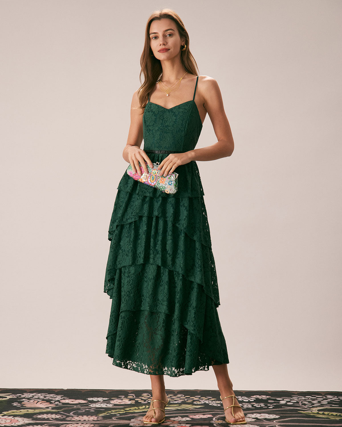 The Green Sweetheart Neck Lace Maxi Dress Dresses - RIHOAS