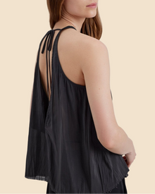 Womens | Milly Sleeveless Tie Neck Top | Noir