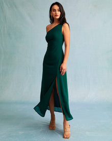 The One Shoulder Slit Maxi Dress Dresses - RIHOAS