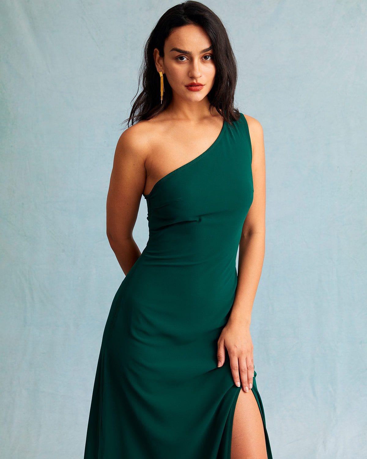 The One Shoulder Slit Maxi Dress Dresses - RIHOAS