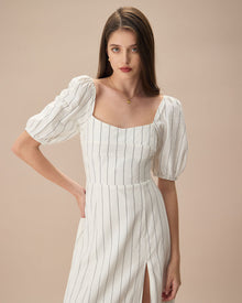 The Striped Split Hem Midi Dress Dresses - RIHOAS