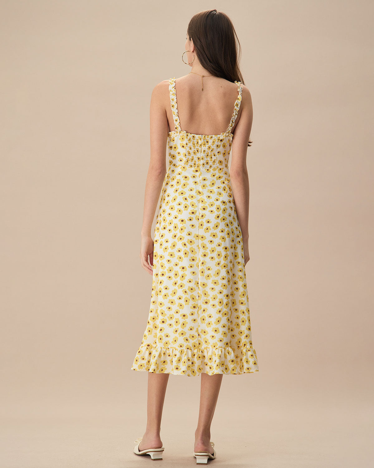 The Yellow Daisy Ruffle Midi Dress Dresses - RIHOAS