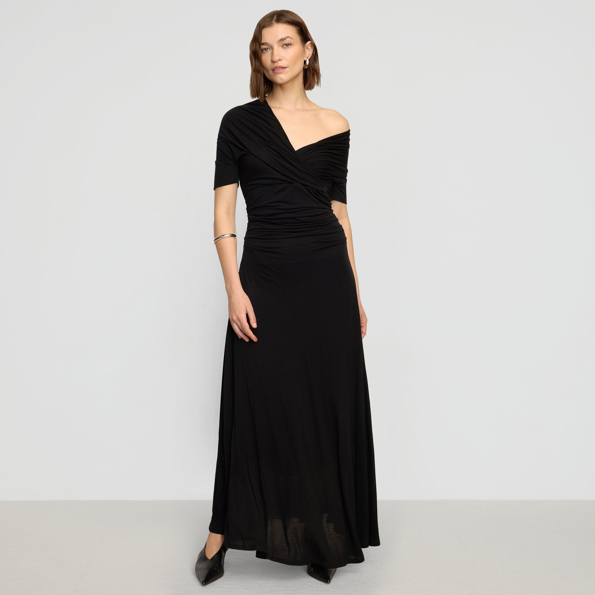 Thilda Ruched Off-Shoulder Dress | Black