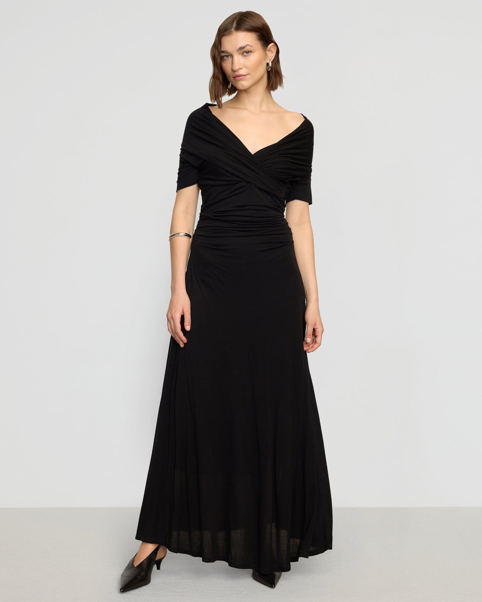 Helena | Thilda Ruched Off-Shoulder Dress in Size Small
