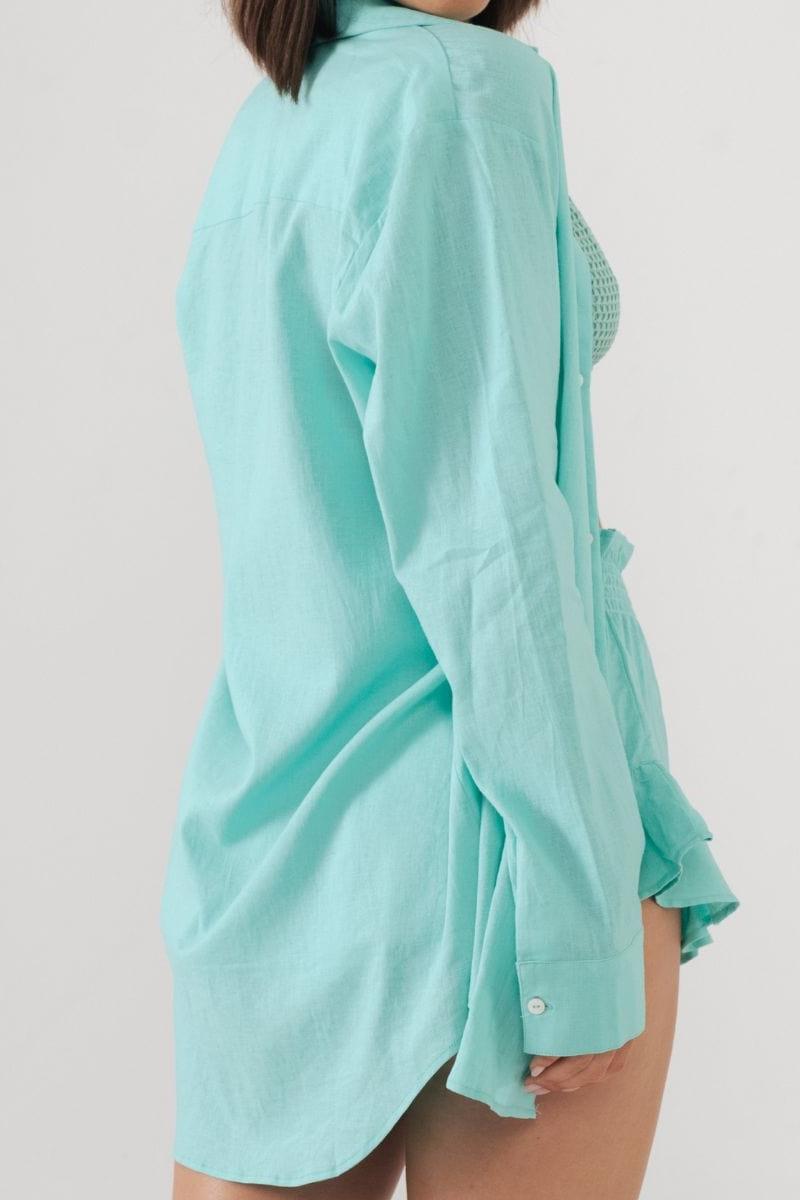 Long Sleeve Button Down Shirt | Turquoise
