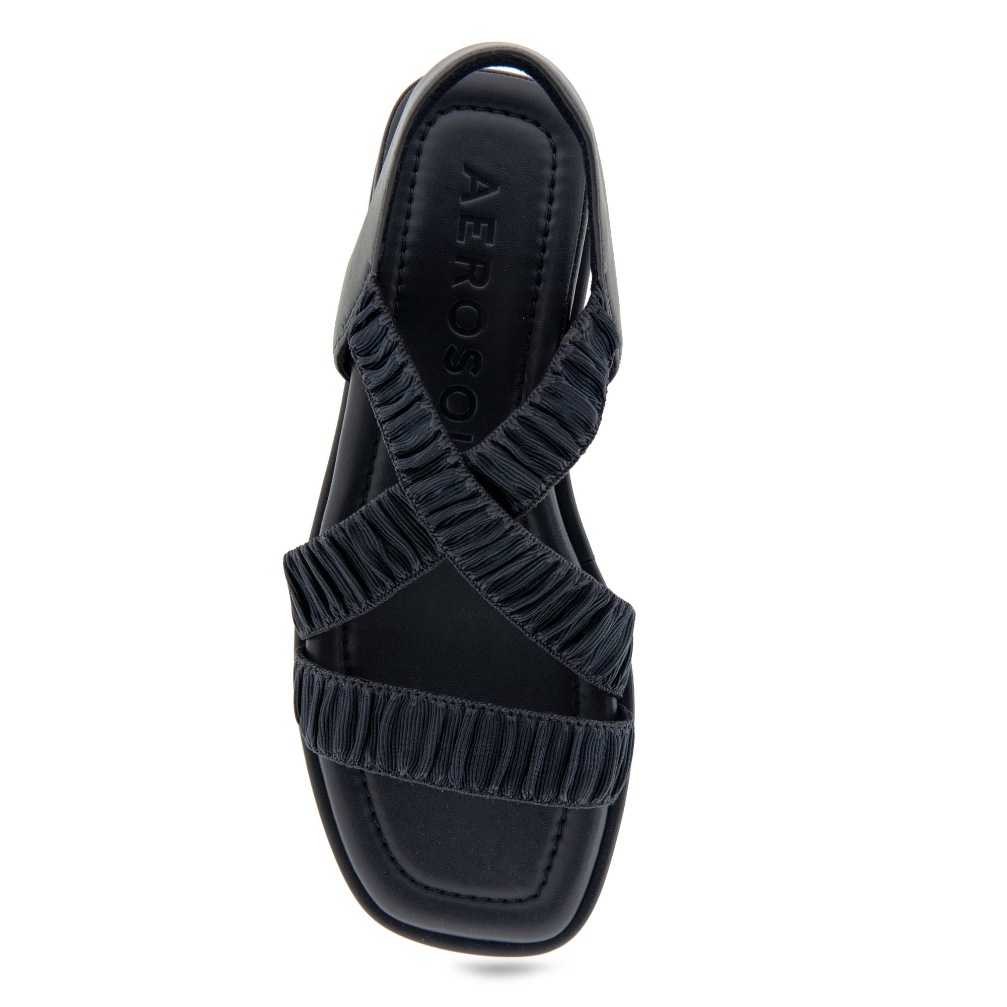 Bora Sandal Wedge | Navy Rouched Elastic Fabric