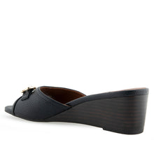 Wava Sandal Dress Wedge | Black Pebbled Faux Leather