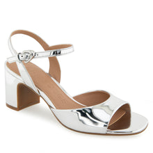 Gerda Sandal Dress Block Heel | Silver Mirror Metallic Faux Leather