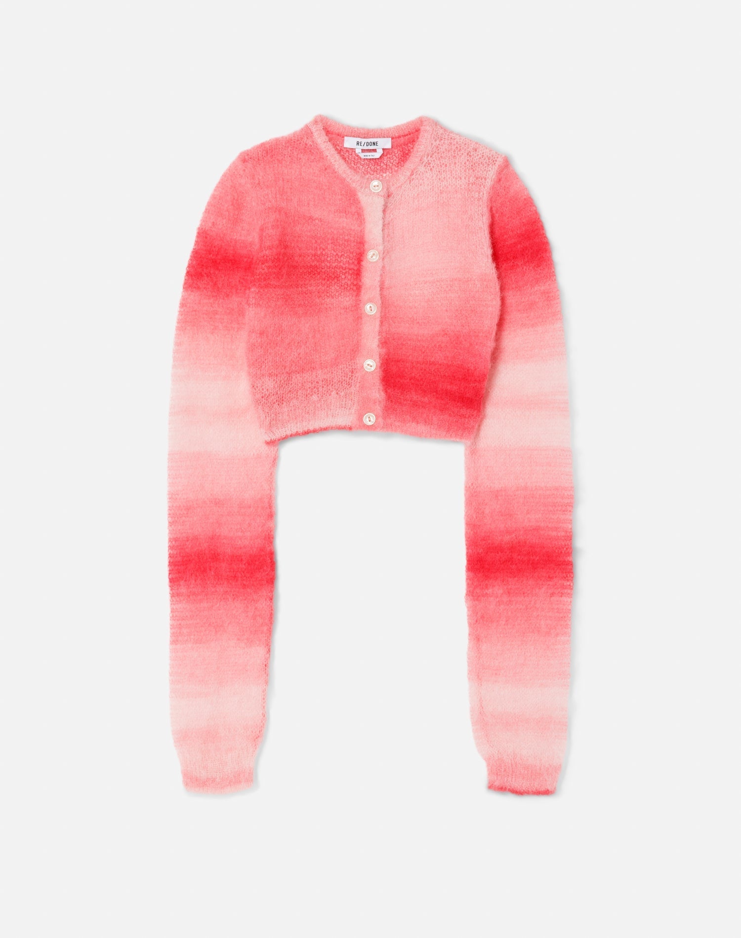 Cropped Crewneck Cardigan | Red Space Dye