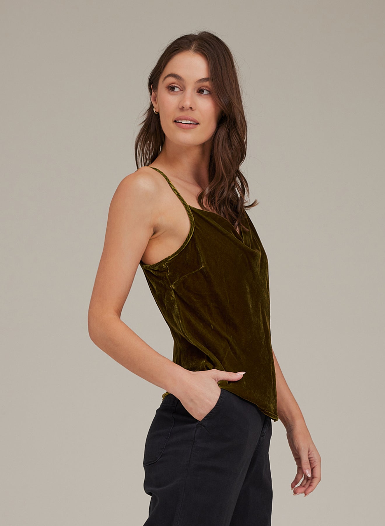 Cowl Neck Camisole - Olive Gold