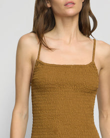 Renee | Venus Smocked Organic Cotton Midi Dress in Size Small