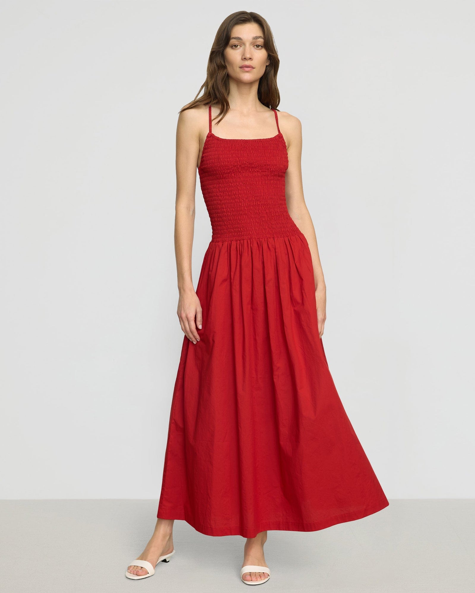 Renee | Venus Smocked Organic Cotton Midi Dress