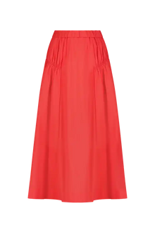 Tech Poplin Shirred Skirt | Watermelon
