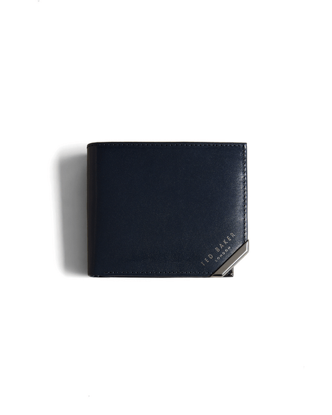 Men | Metal Corner Bifold Coin | Navy