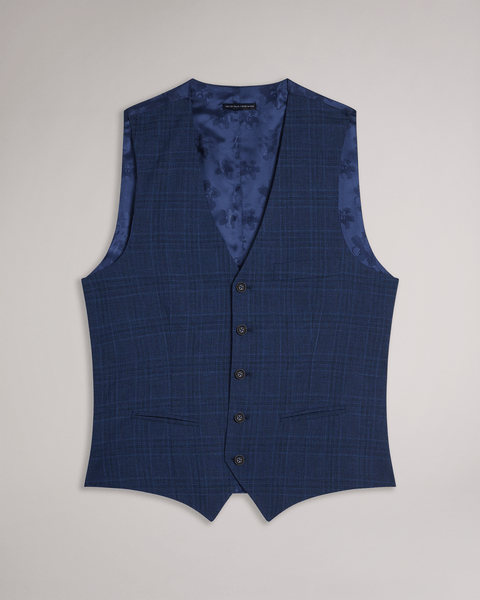 Men | Check Waistcoat | Navy